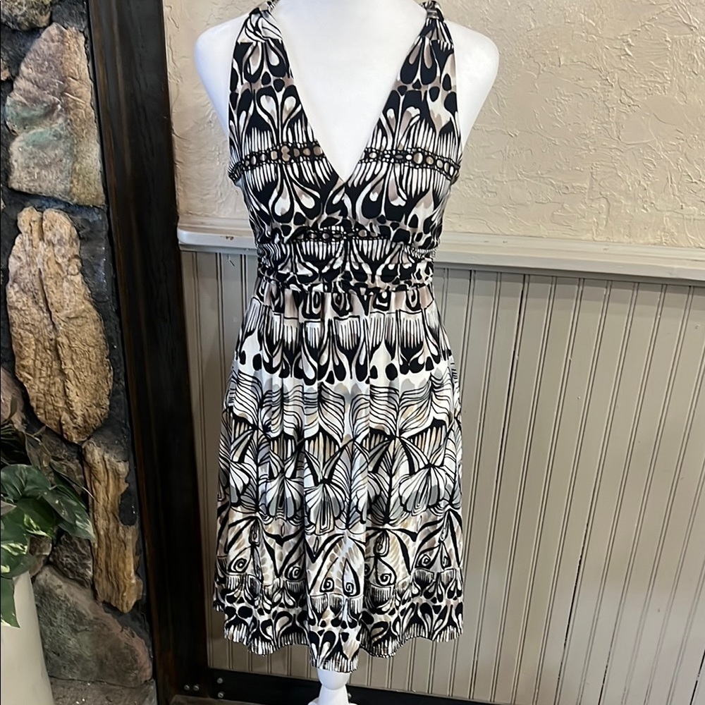 Grass Collection Black and White Halter Midi Dress